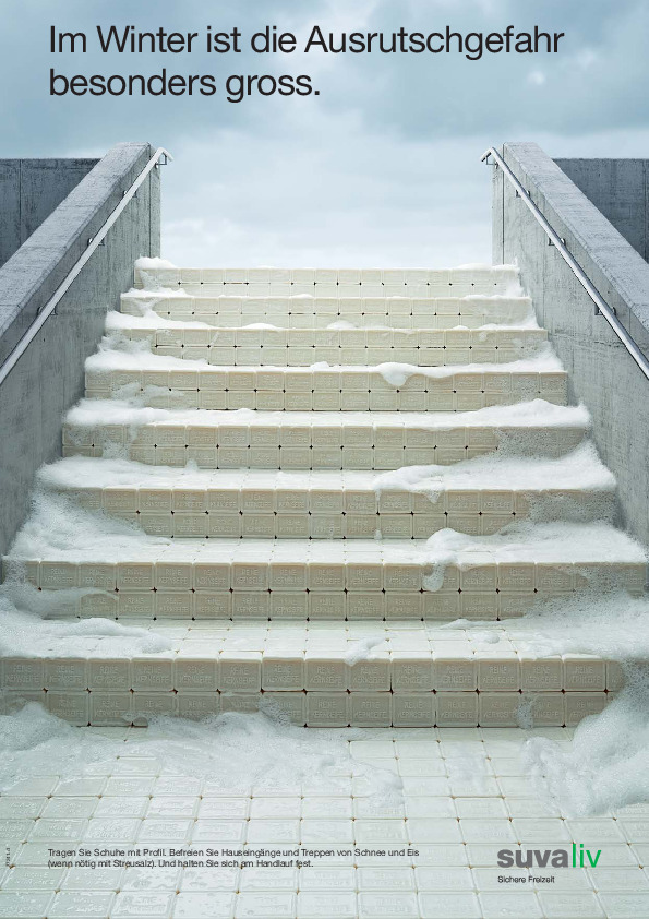 Plakat "Achtung Rutschgefahr: Unfallfrei im Winter"