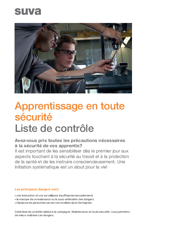 Pour que les apprentis travaillent en toute sécurité