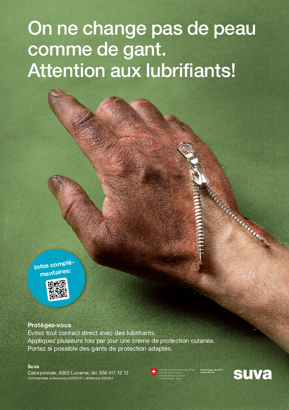 Affiche: Protégez votre peau contre les lubrifiants