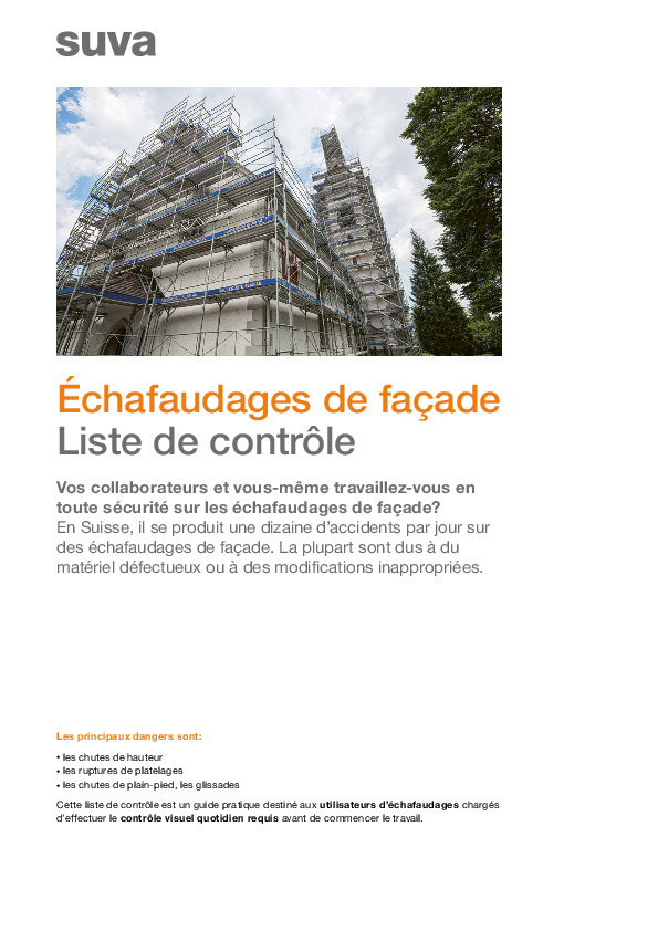 Liste de contrôle Échafaudages de façade