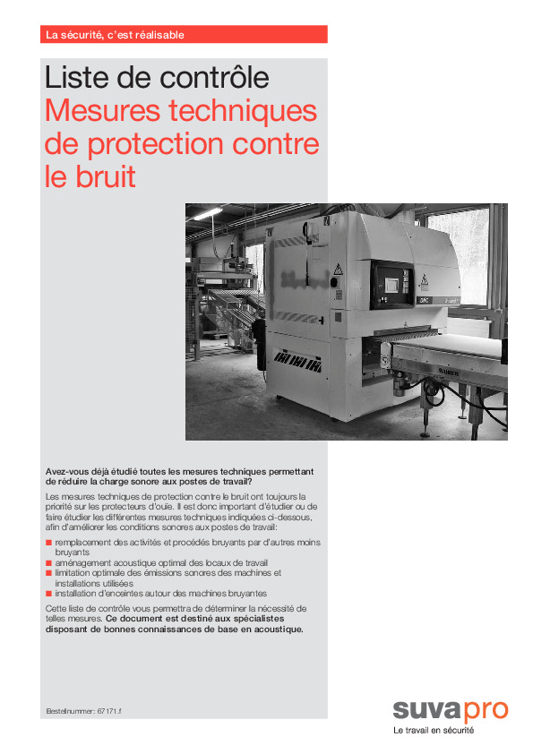 Mesures de protection contre le bruit au travail