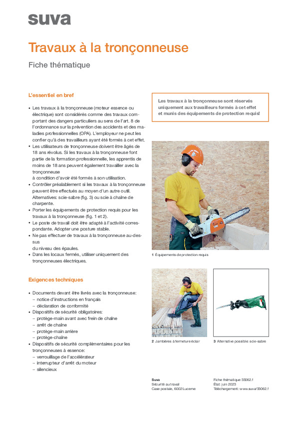 Travailler à la tronçonneuse sans aucun accident