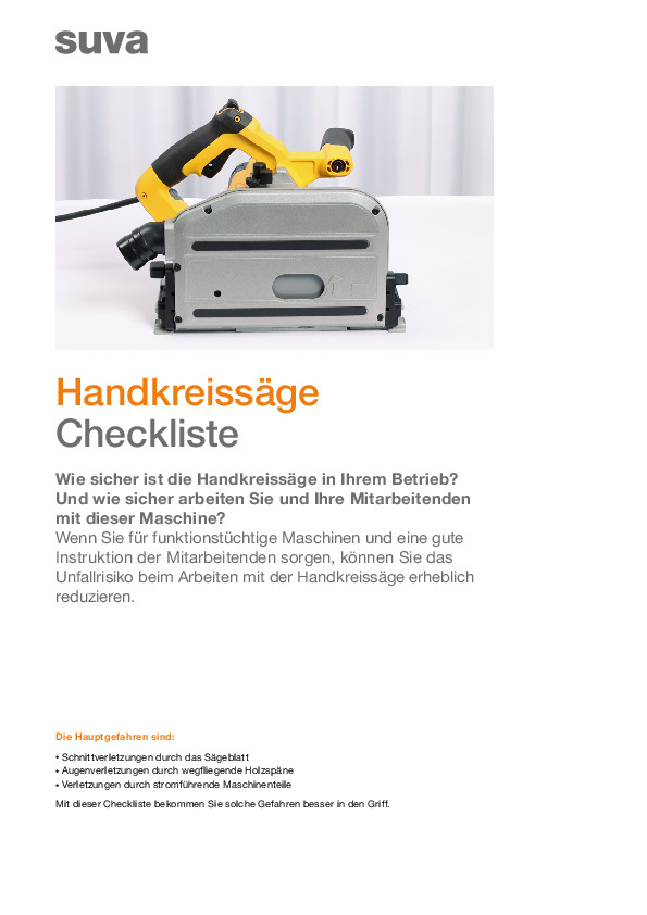 Handkreissäge Checkliste: Sicher arbeiten