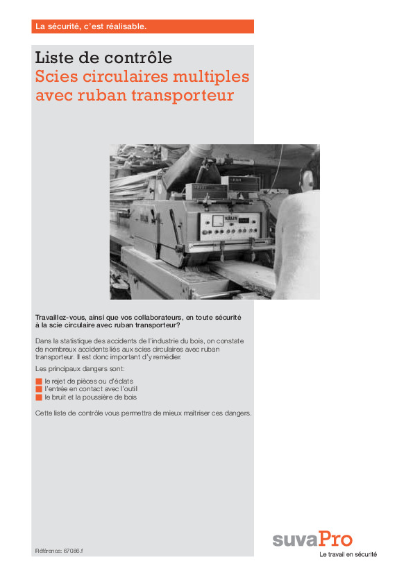 Scie circulaire à lames multiples: machine vérifiée, risques réduits