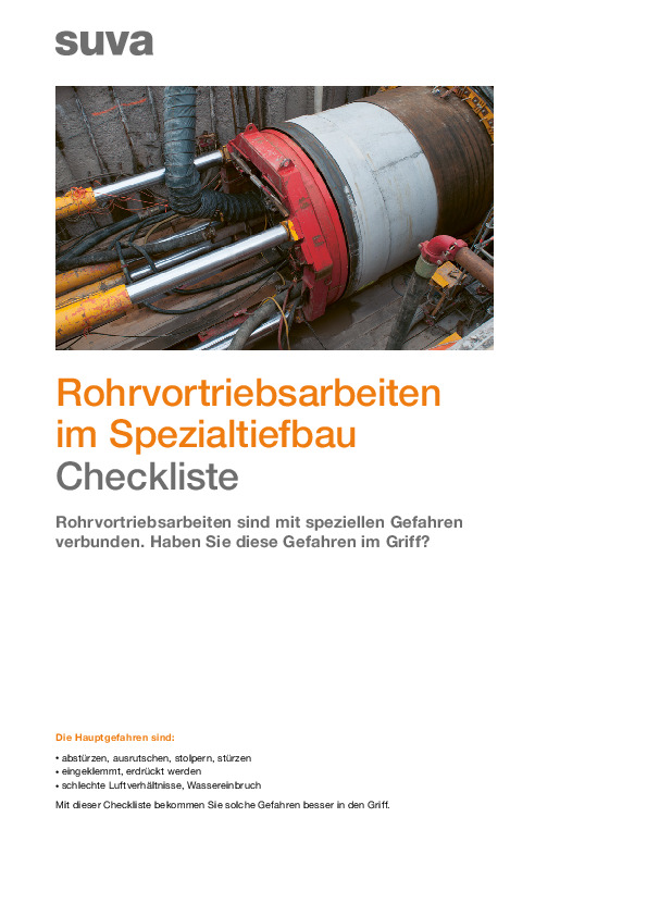 Checkliste für Rohrvortriebsarbeiten