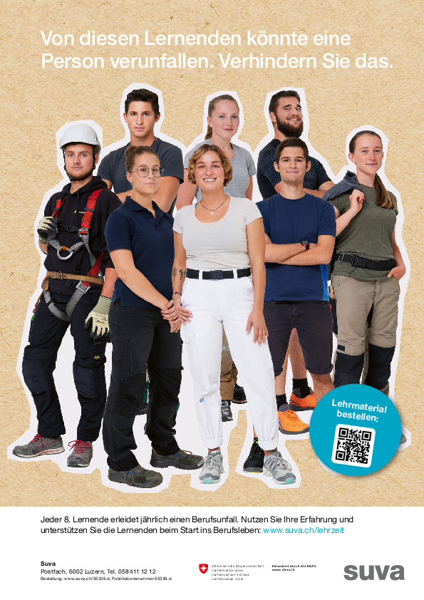 Plakat: mehr Arbeitssicherheit für Auszubildende