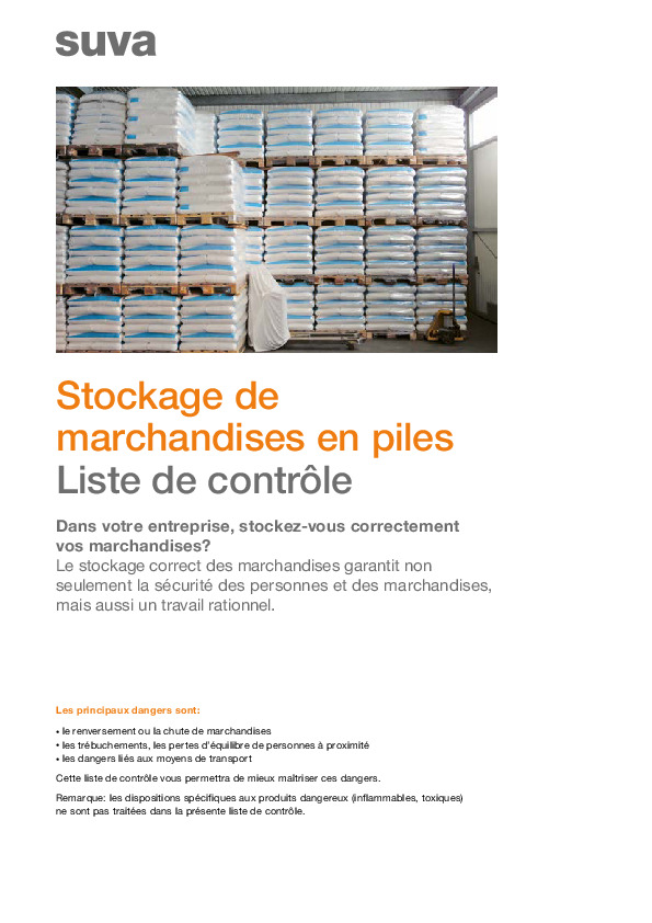Liste de contrôle Stockage de marchandises en piles: sûr et efficace