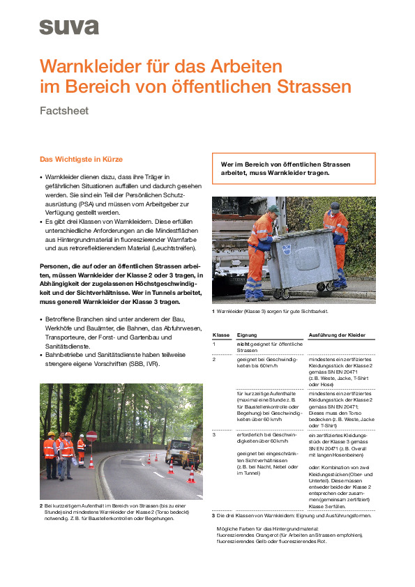 Warnkleidung für mehr Sichtbarkeit – Factsheet
