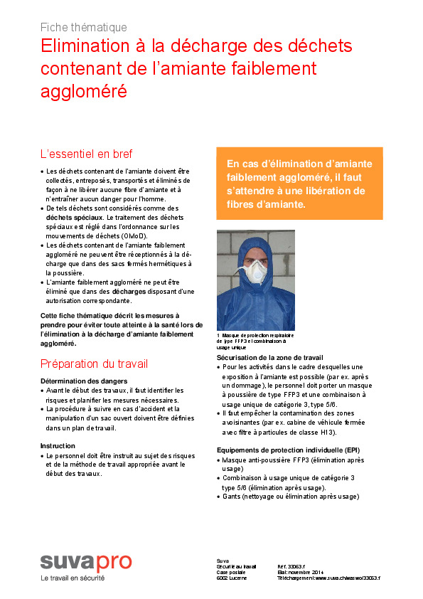 Factsheet: éliminer correctement l’amiante faiblement aggloméré