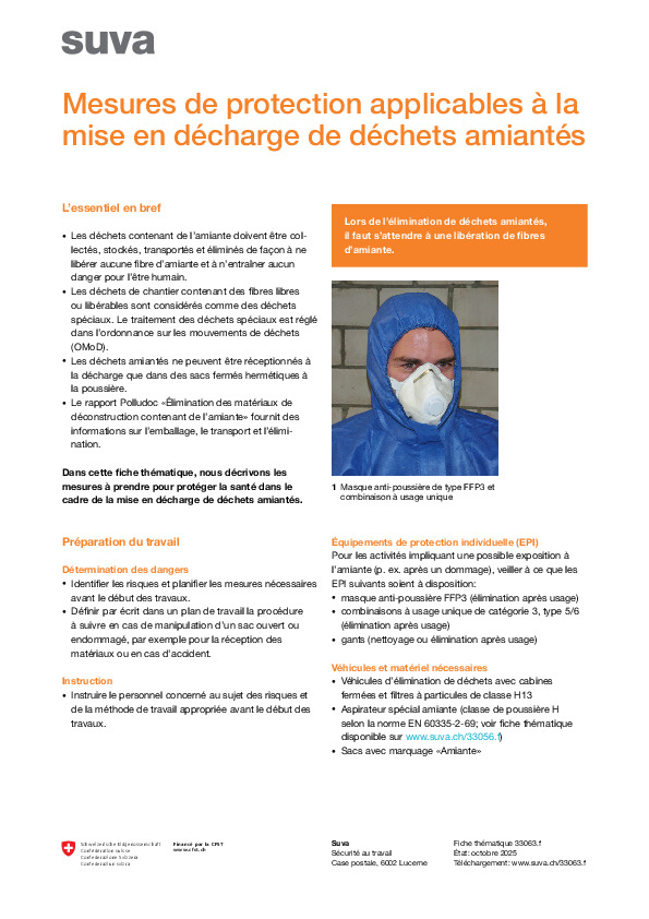 Mesures de protection pour la mise en décharge de déchets amiantés