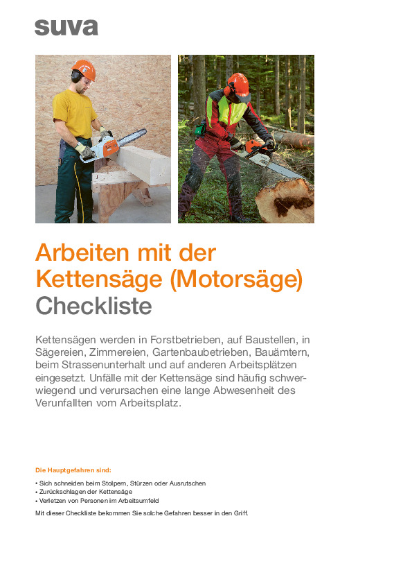 Checkliste: Unfälle mit Kettensägen vermeiden
