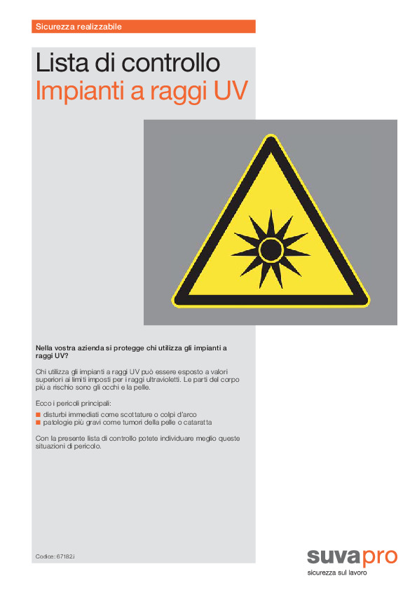 Raggi UV: sicurezza per l'uso degli impianti