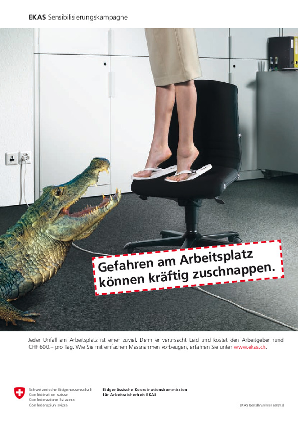 Gefahren am Arbeitsplatz lauern überall (Krokodil) (EKAS)