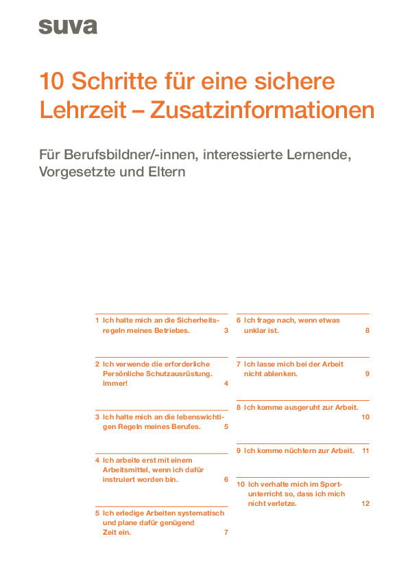 Sichere Lehre: Zusatzinformationen zum Lehrmittel