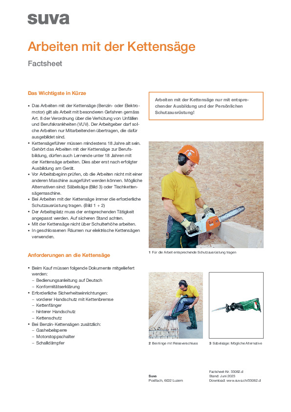 Unfallfreies Arbeiten mit der Kettensäge