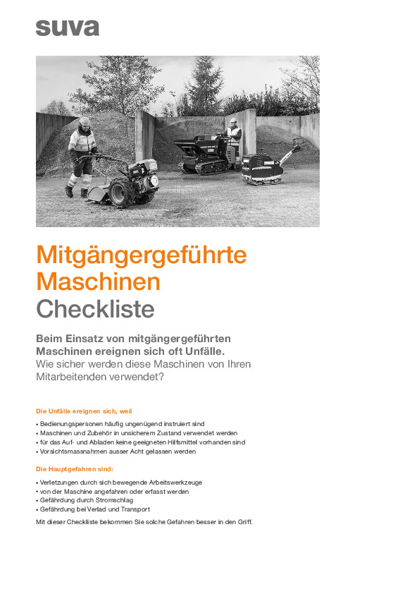 Sicherheits-Check rund um mitgängergeführte Maschinen