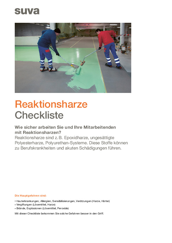 Reaktionsharze: Checkliste