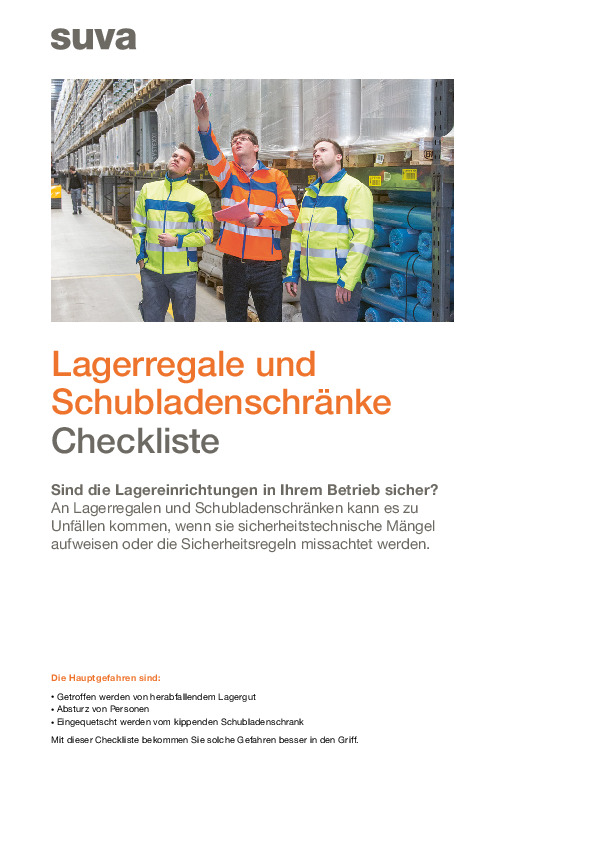 Checkliste Lagerregale und Schubladenschränke