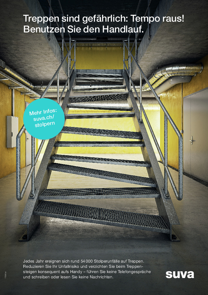 Plakat Treppen sind gefährlich: Unfälle vermeiden