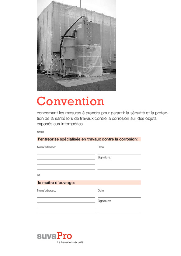 Convention «Sécurité lors de travaux de protection contre la corrosion»
