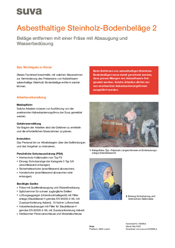 Asbest in Steinholz – Belag mit Fräse entfernen