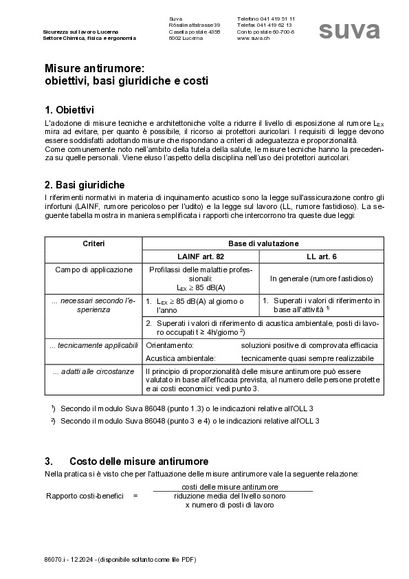 Bollettino misure antirumore: obiettivi e costi
