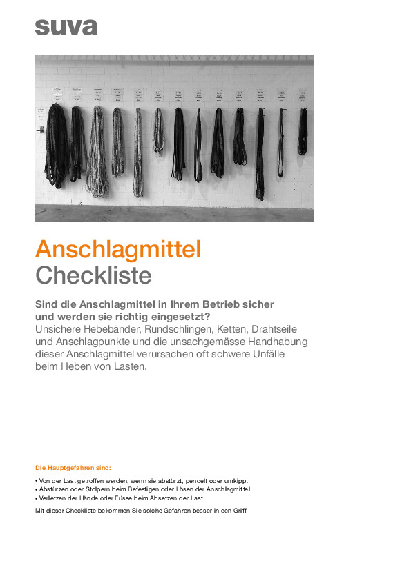 Checkliste Anschlagmittel: Lasten sicher anschlagen