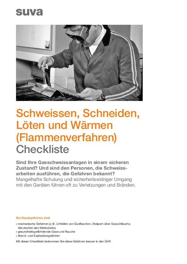 Ohne Zwischenfälle Schweissen, Schneiden oder Löten