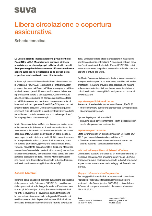 Copertura assicurativa in caso di impiego in uno Stato dell'UE o dell'AELS