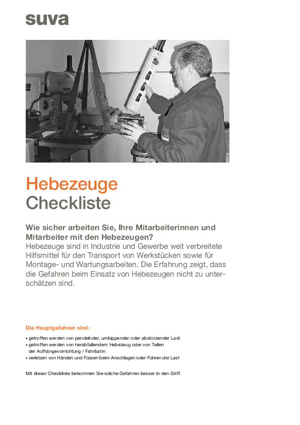 Checkliste Hebezeuge: Werkstücke sicher transportieren