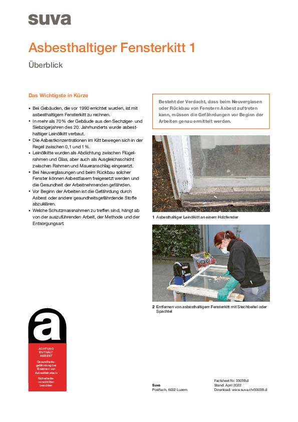 Verfahren zur Entfernung von asbesthaltigem Fensterkitt