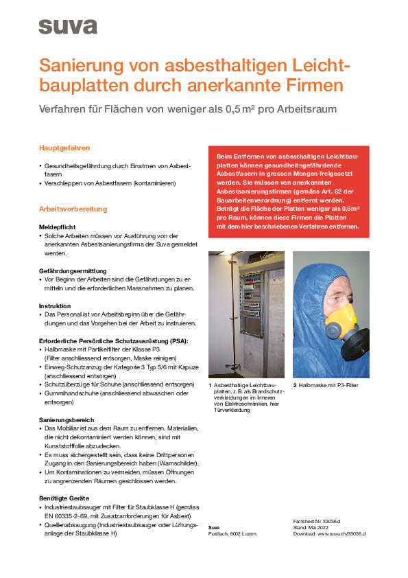 Job für Profis: asbesthaltige Leichtbauplatten sanieren