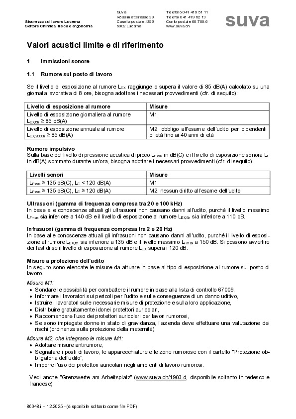 Bollettino valori acustici limite e di riferimento