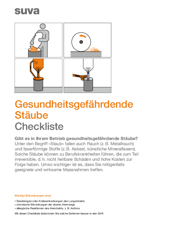 Checkliste: Gesundheitsgefährdende Stäube