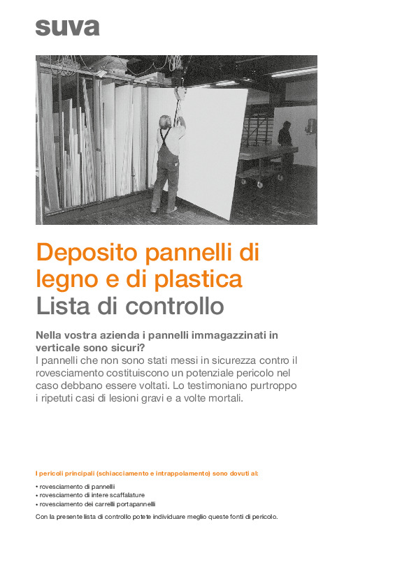 Lista di controllo: deposito sicuro di pannelli