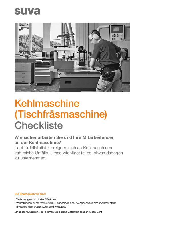 Checkliste Kehlmaschine/Tischfräse: Sicher arbeiten