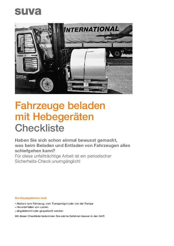 Präventions-Check: Fahrzeuge mit Hebegeräten beladen