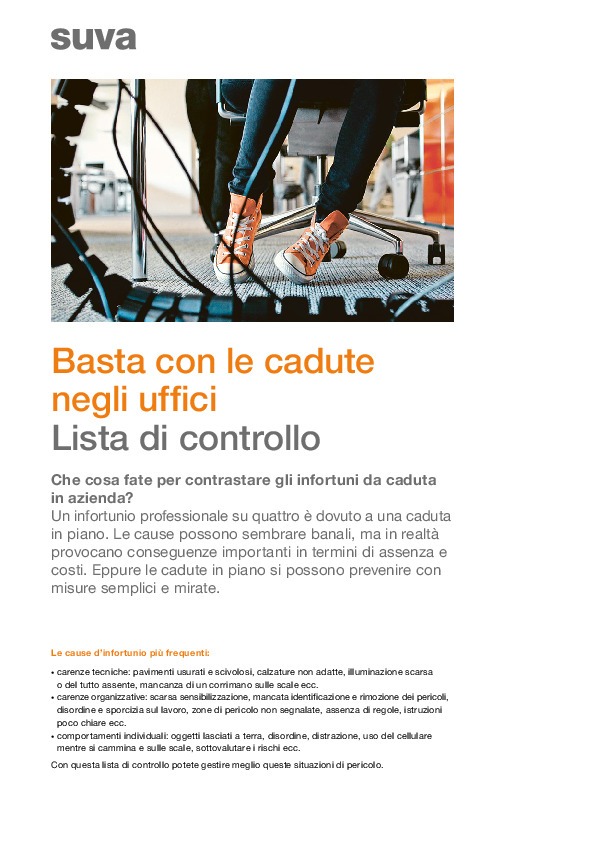 Lista di controllo Basta con le cadute negli uffici