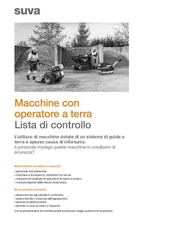 Check sicurezza attorno a macchine con operat. a terra