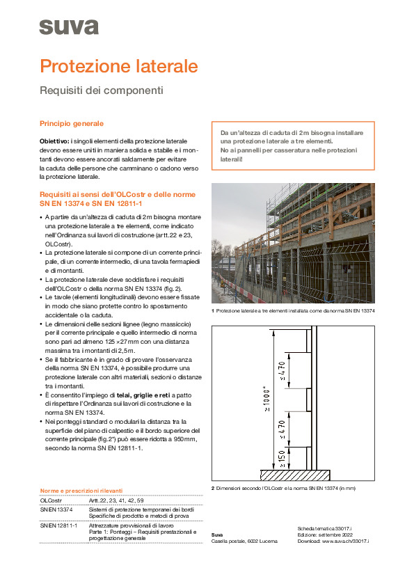 Scheda tematica: Requisiti dei componenti della protezione laterale