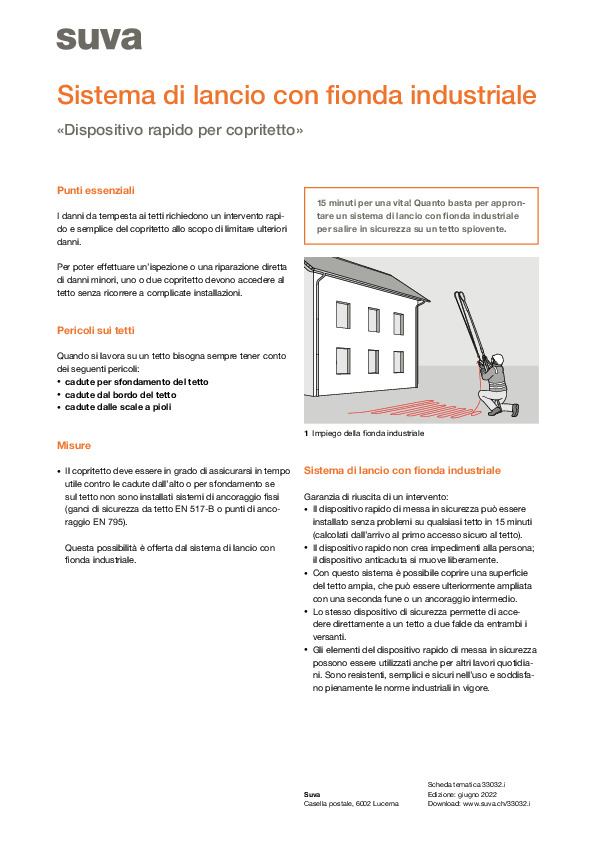 Lavorare sui tetti: scheda tematica sul dispositivo di sicurezza rapido