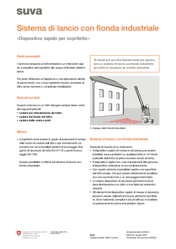 Lavorare sui tetti: scheda tematica sul dispositivo di sicurezza rapido