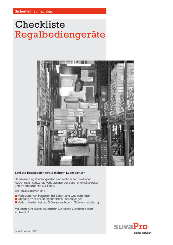 Checkliste Regalbediengeräte