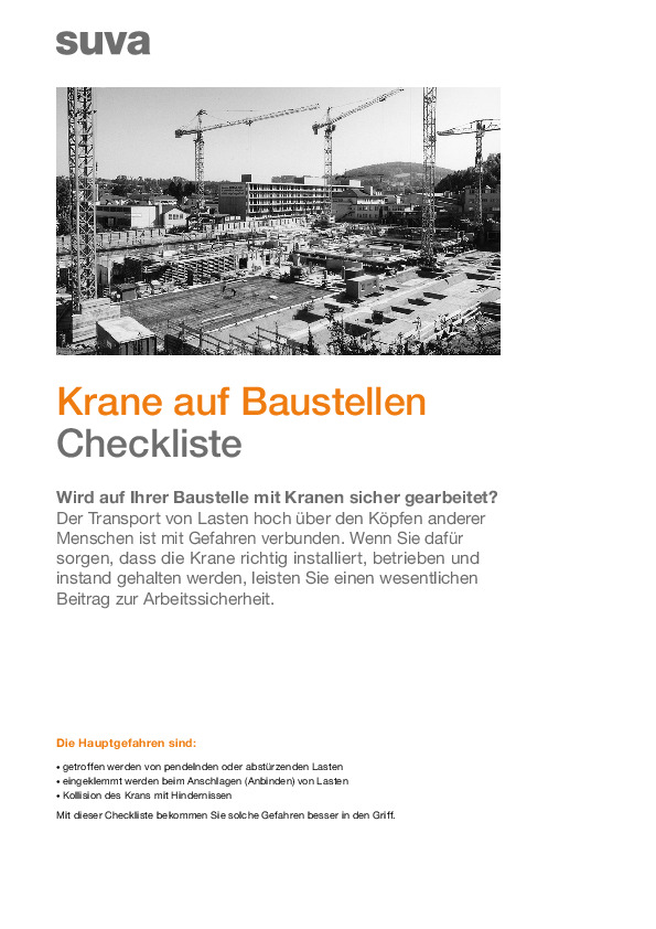 Checkliste Krane auf Baustellen: Sicher arbeiten