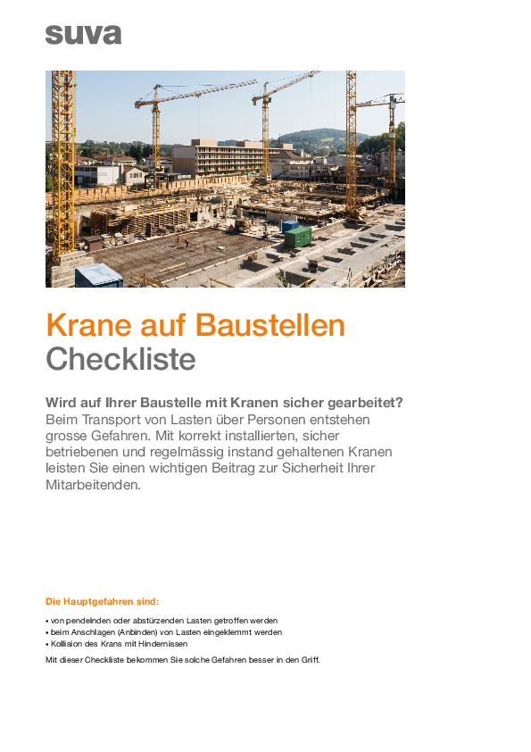 Checkliste Krane auf Baustellen: Sicher arbeiten