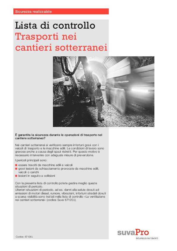 Lista: trasporti più sicuri nei cantieri sotterranei