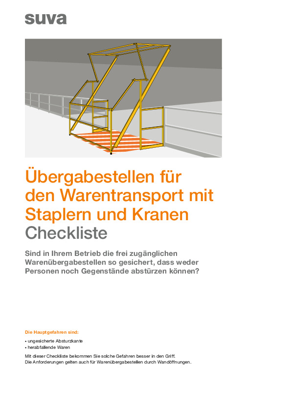 Checkliste Übergabestellen für den Warentransport
