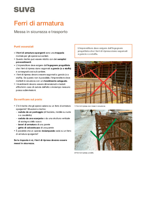 Ferri di armatura in sicurezza sul cantiere