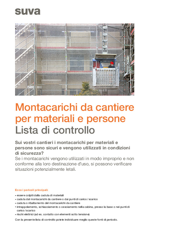 Lavorare sicurezza con il montacarichi da cantiere