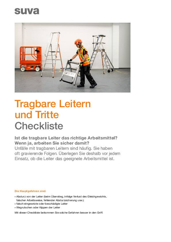 Checkliste: Sicher arbeiten mit Leitern und Tritten